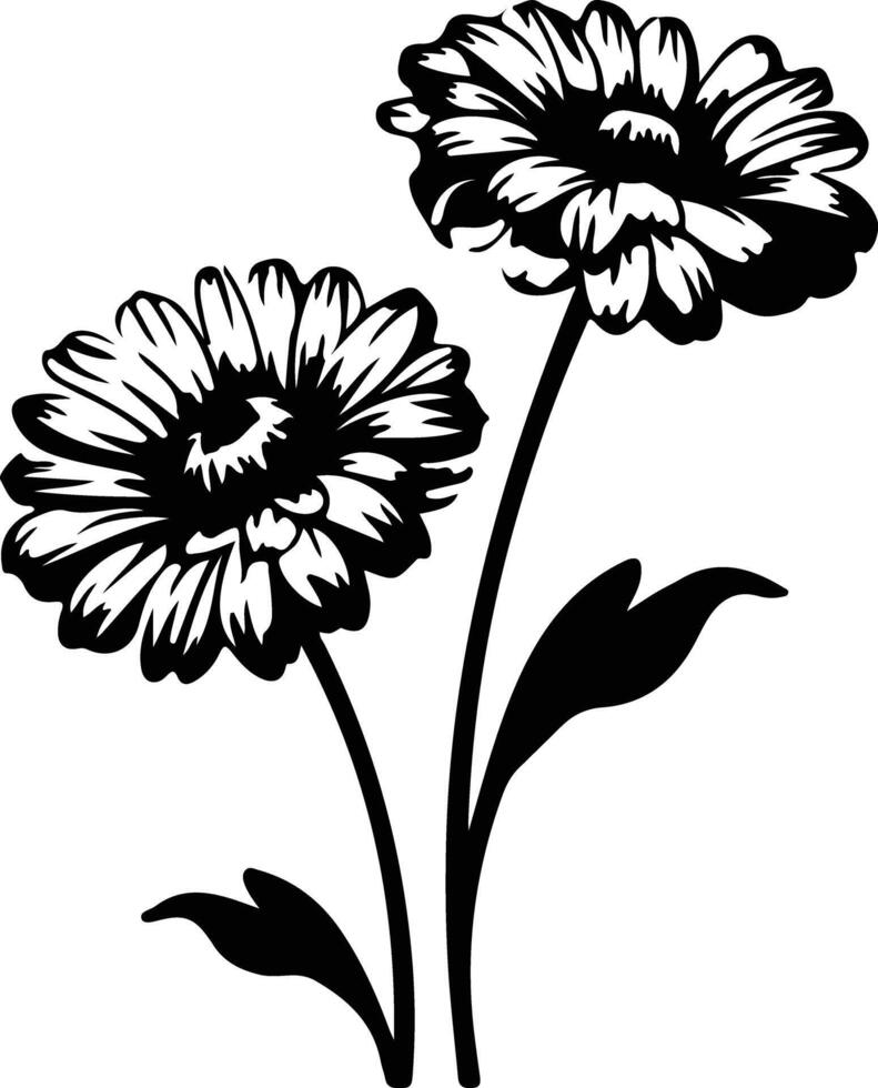 AI generated calendula  black silhouette vector