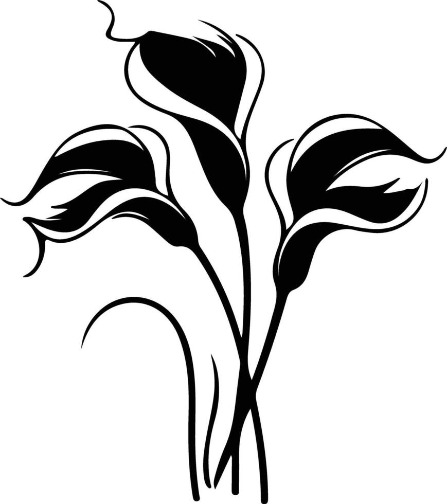 AI generated calla lily  black silhouette vector