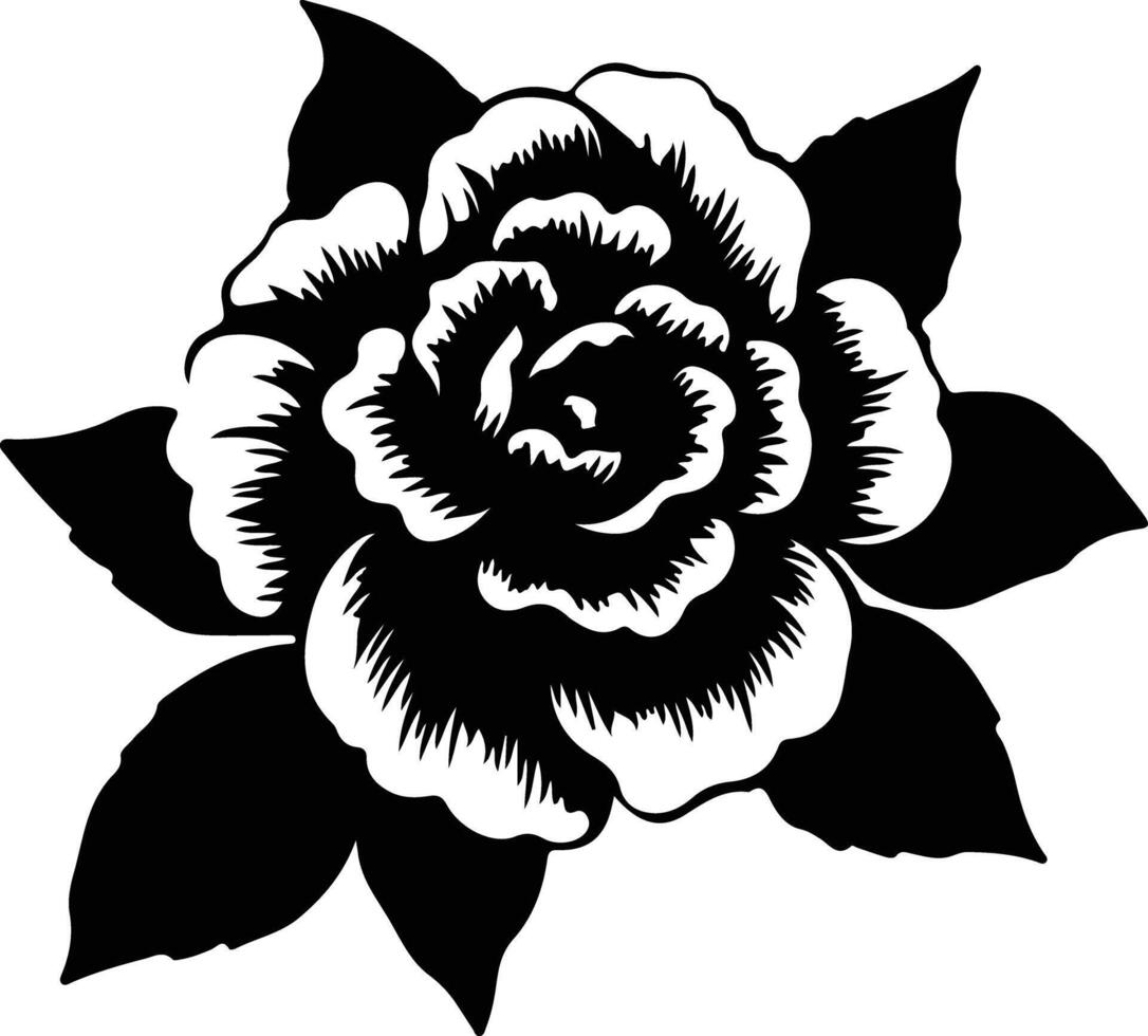 ai generado camelia negro silueta vector