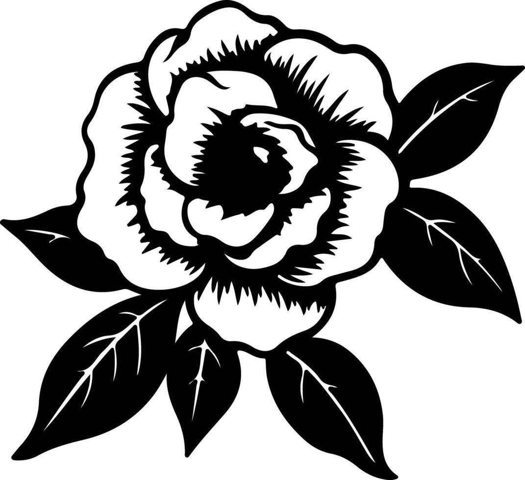 ai generado camelia negro silueta vector