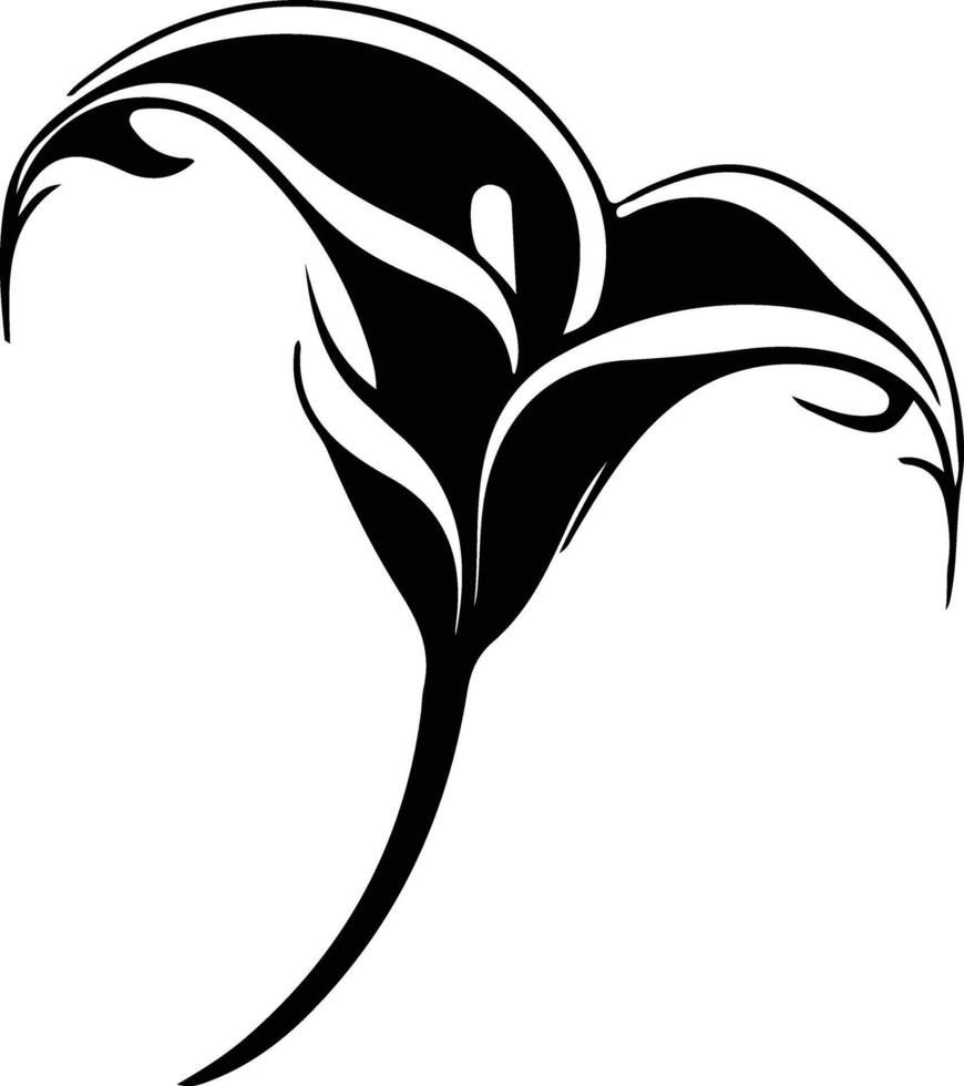 AI generated calla lily  black silhouette vector