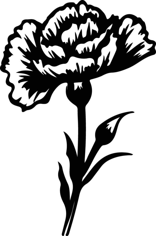 AI generated carnation  black silhouette vector