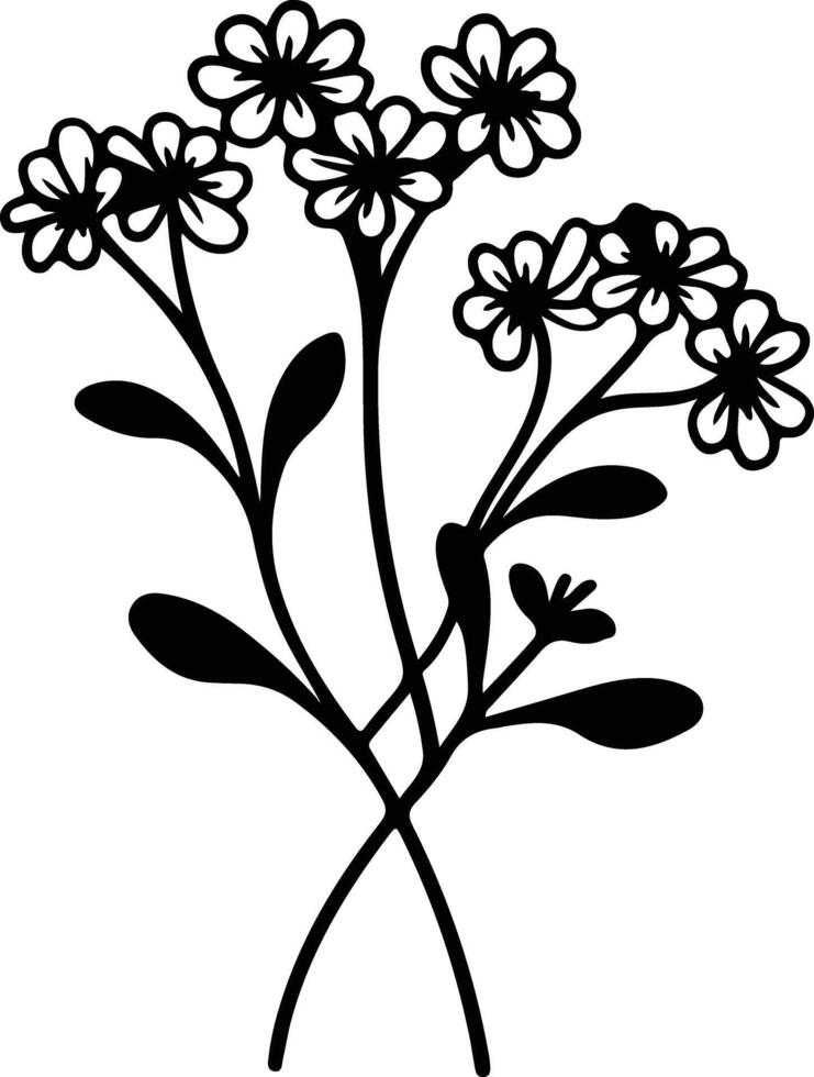 AI generated candytuft  black silhouette vector