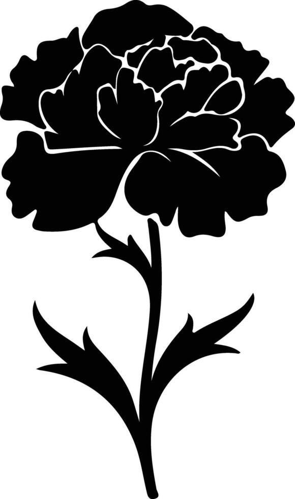 AI generated carnation  black silhouette vector