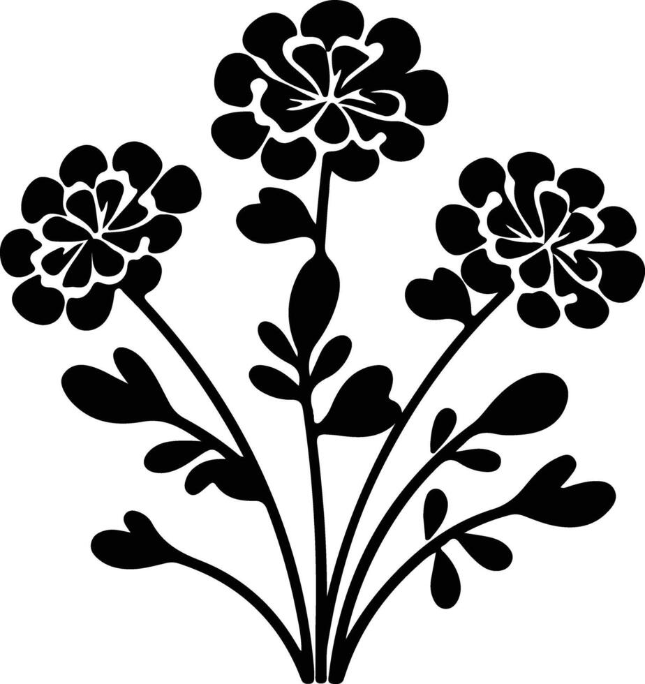 AI generated candytuft  black silhouette vector