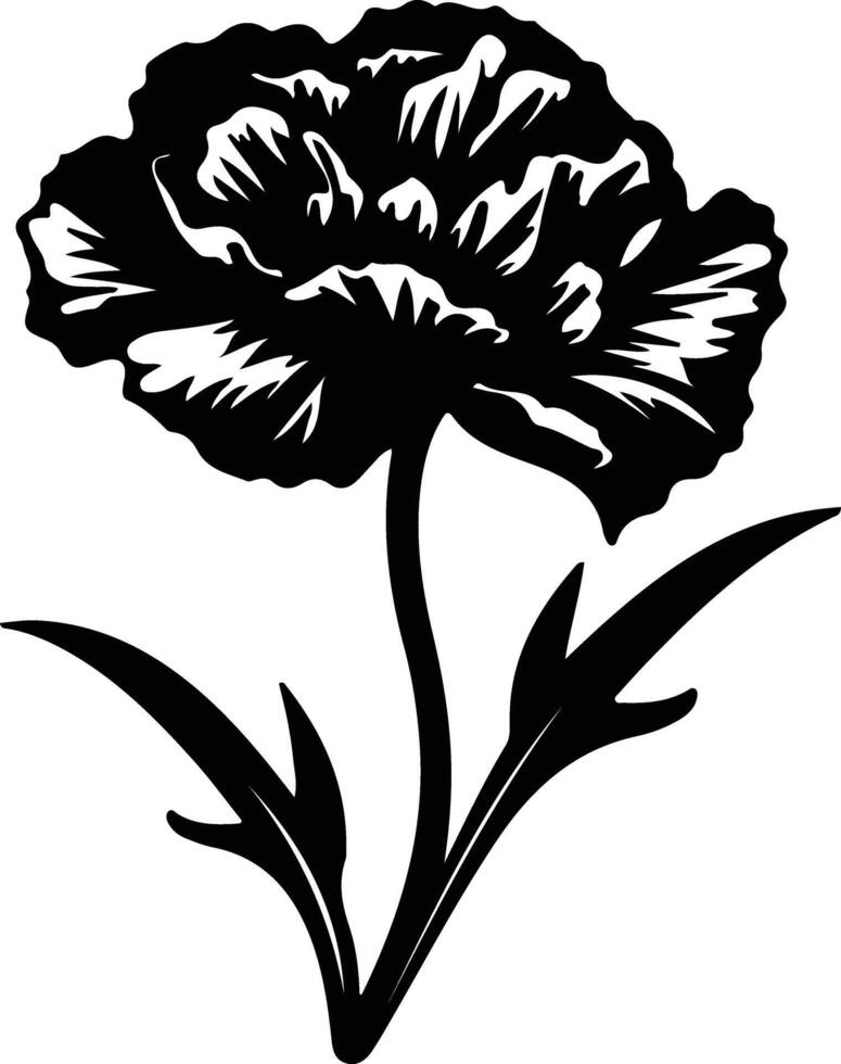 AI generated carnation  black silhouette vector
