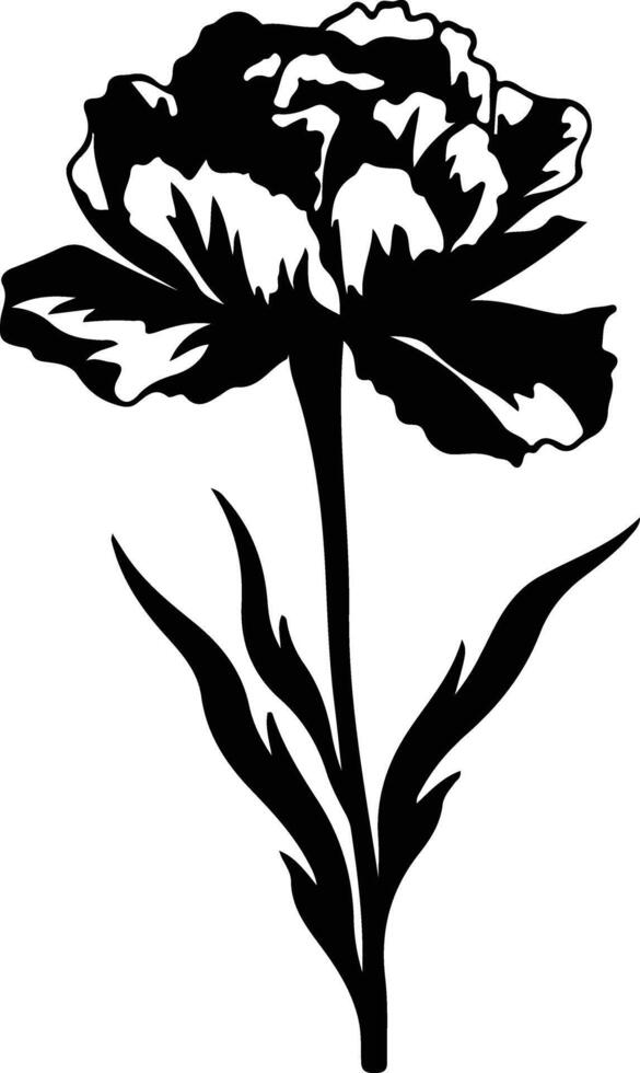 AI generated carnation black silhouette vector