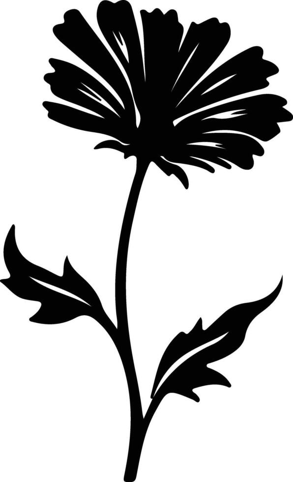 AI generated chicory  black silhouette vector