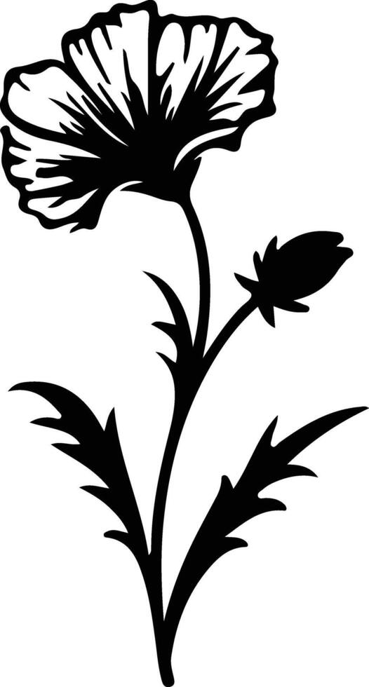 AI generated chicory  black silhouette vector