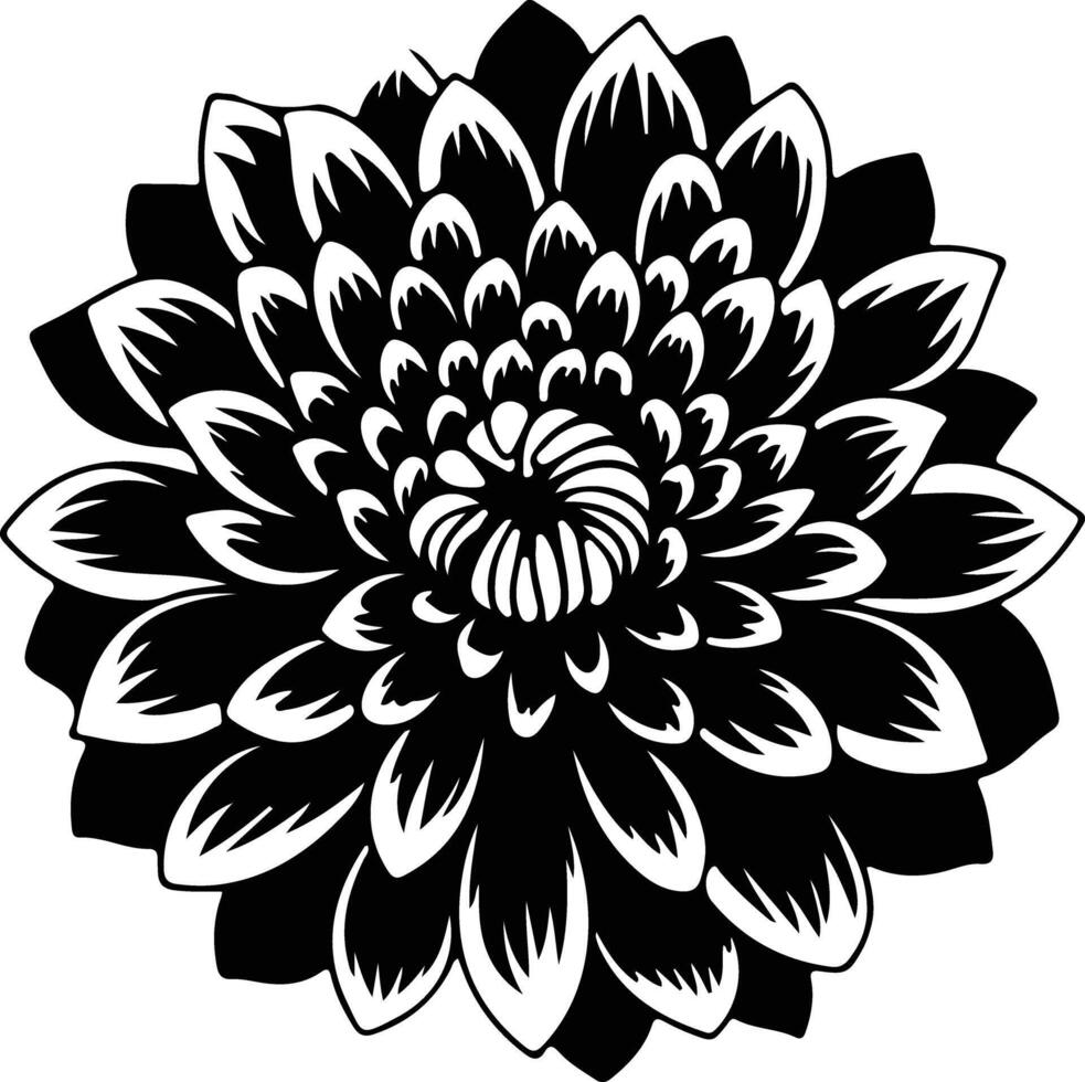 AI generated chrysanthemum  black silhouette vector