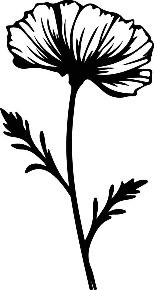 AI generated chicory  black silhouette vector