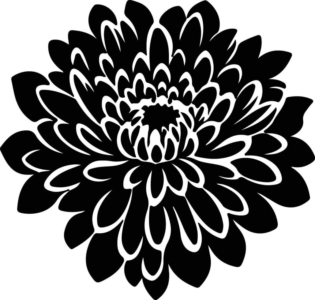 AI generated chrysanthemum  black silhouette vector