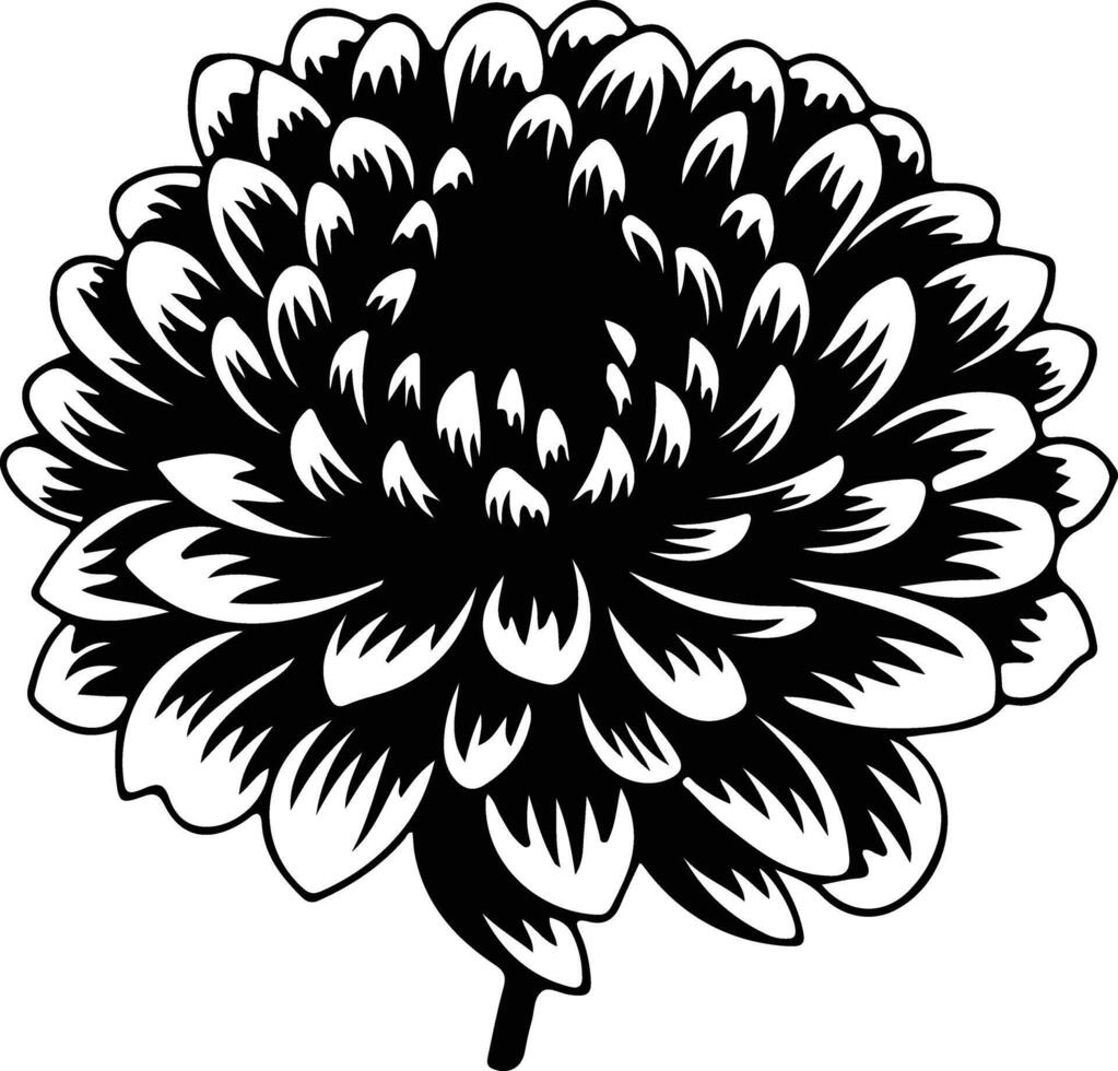 AI generated chrysanthemum  black silhouette vector