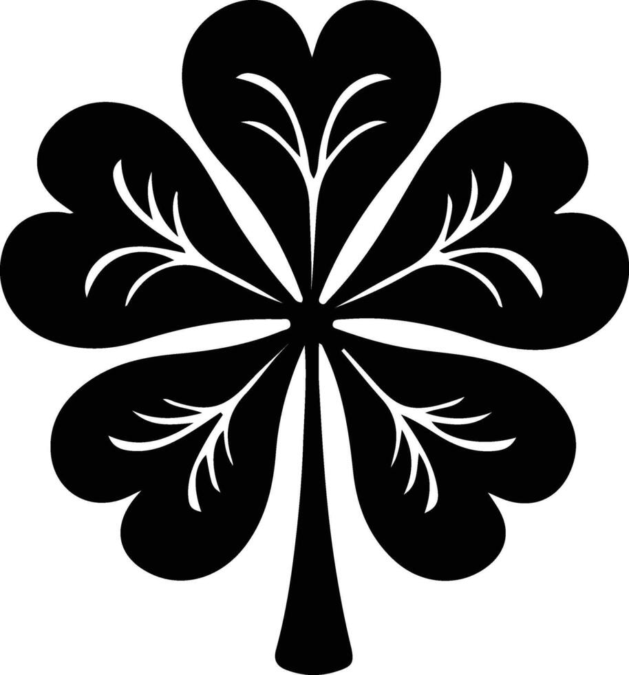 AI generated clover black silhouette vector