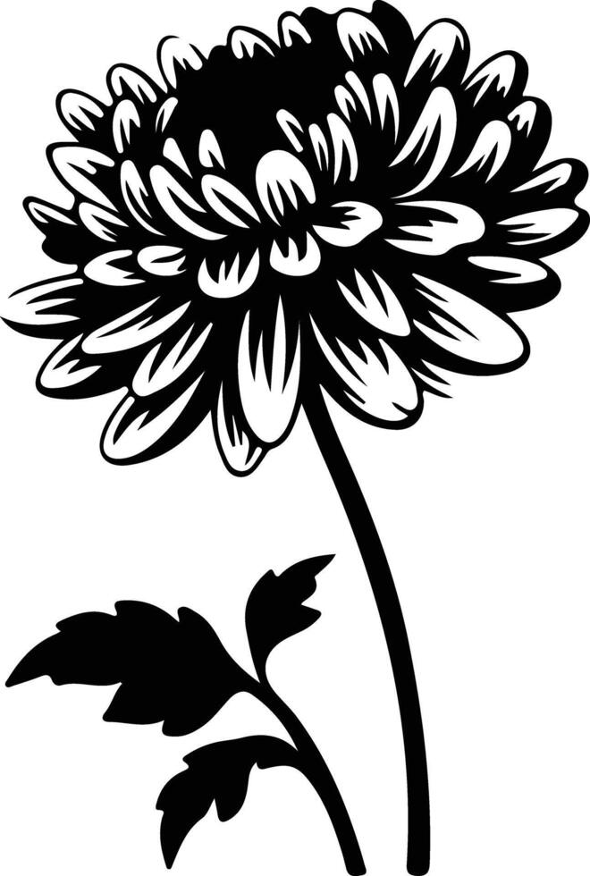 AI generated chrysanthemum  black silhouette vector