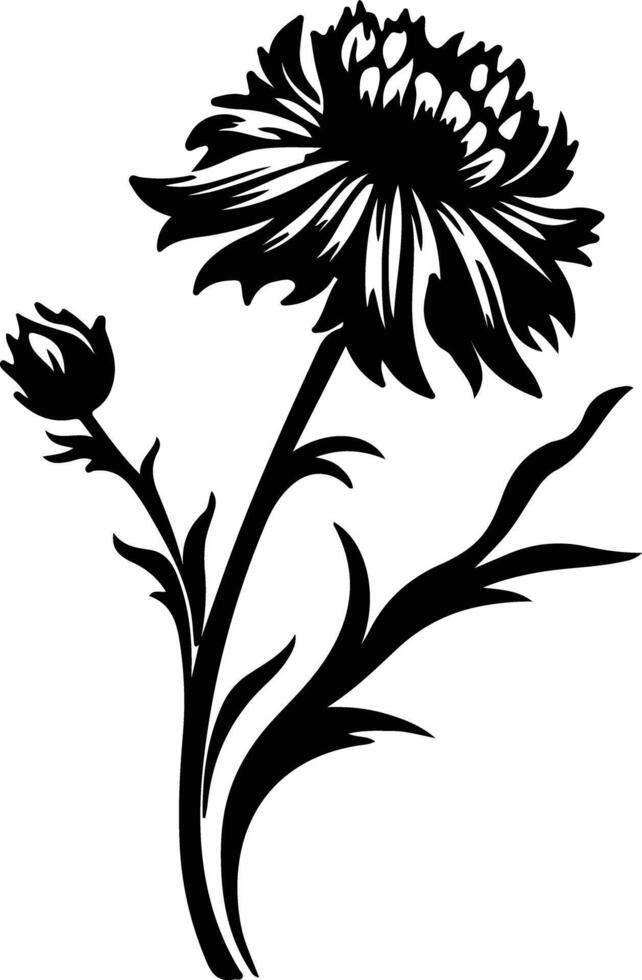 AI generated cornflower  black silhouette vector