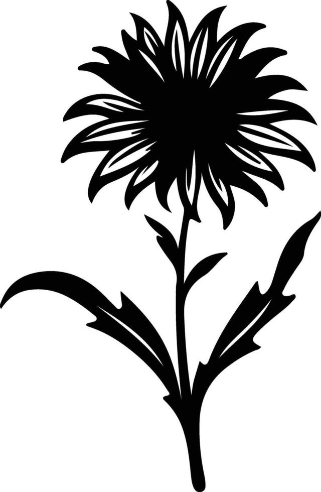 AI generated cornflower  black silhouette vector