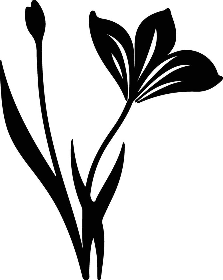 AI generated crocus  black silhouette vector