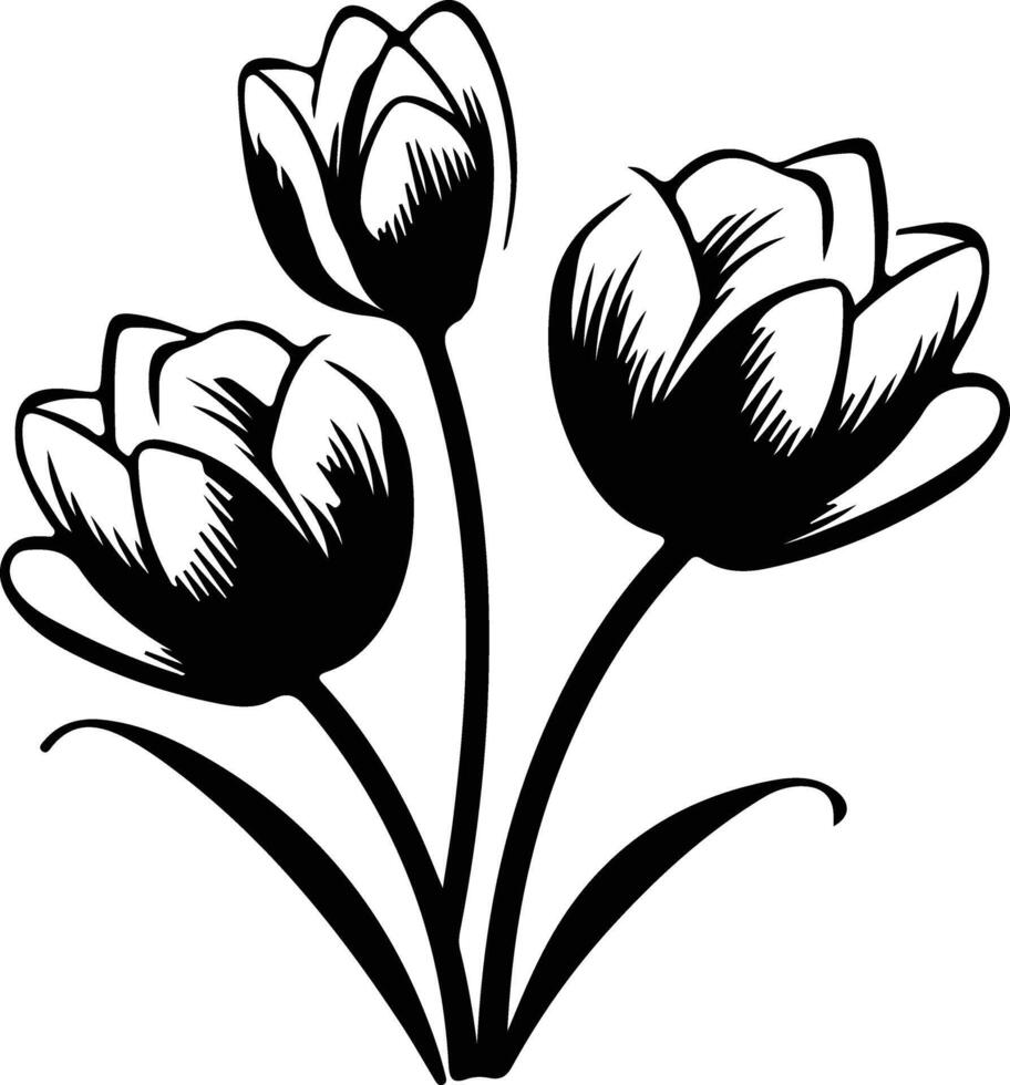 AI generated crocus  black silhouette vector