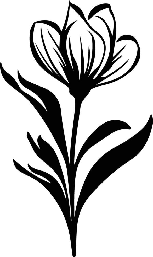 AI generated crocus  black silhouette vector