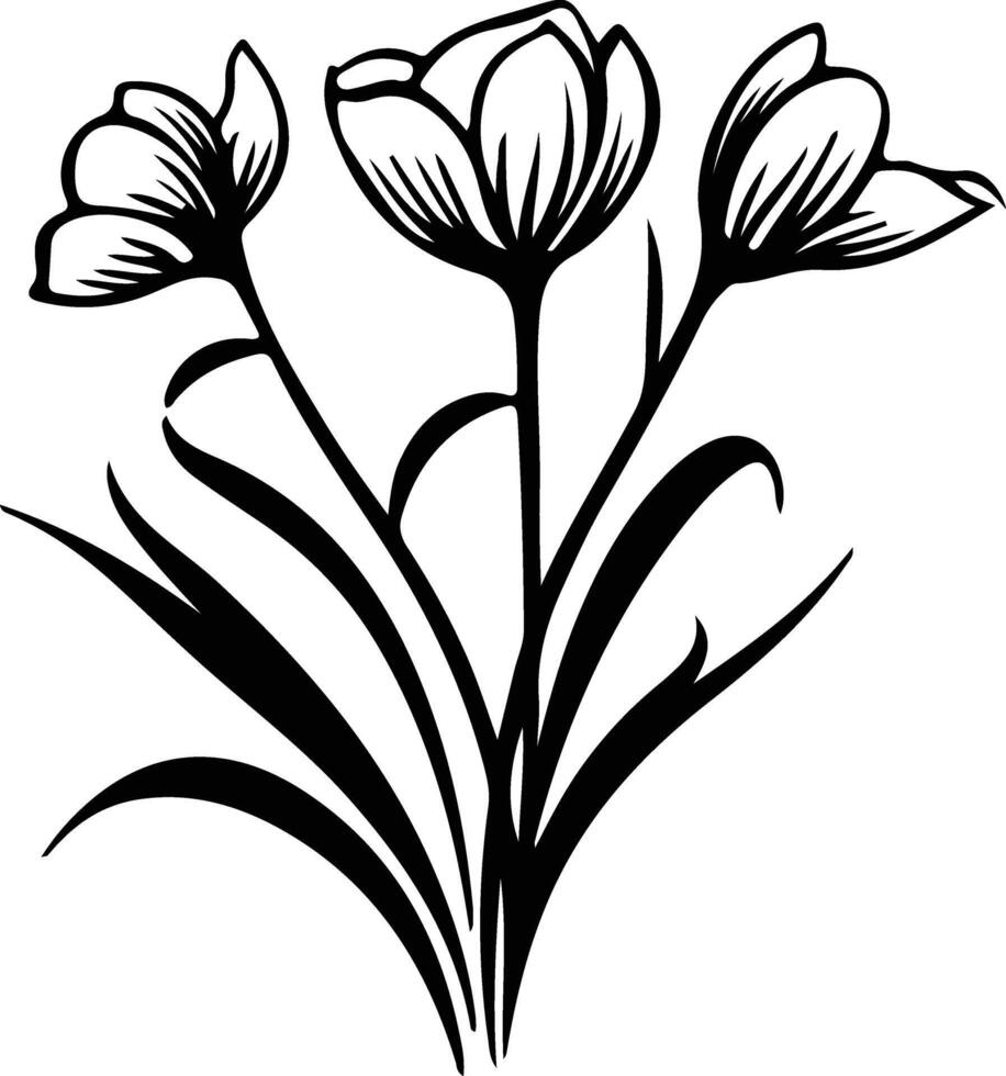 AI generated crocus  black silhouette vector