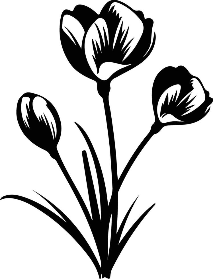 AI generated crocus  black silhouette vector