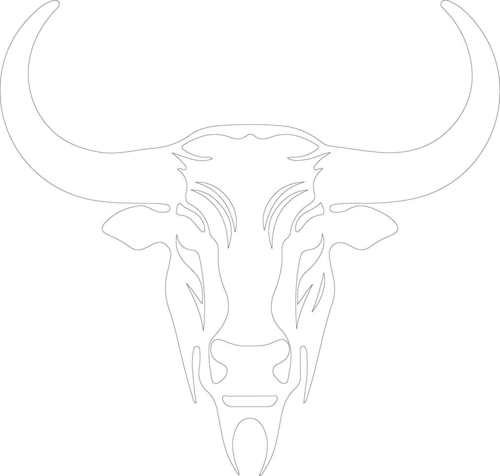AI generated longhorn  outline silhouette vector