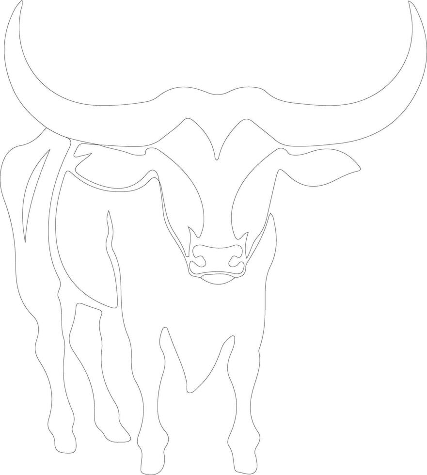AI generated longhorn  outline silhouette vector