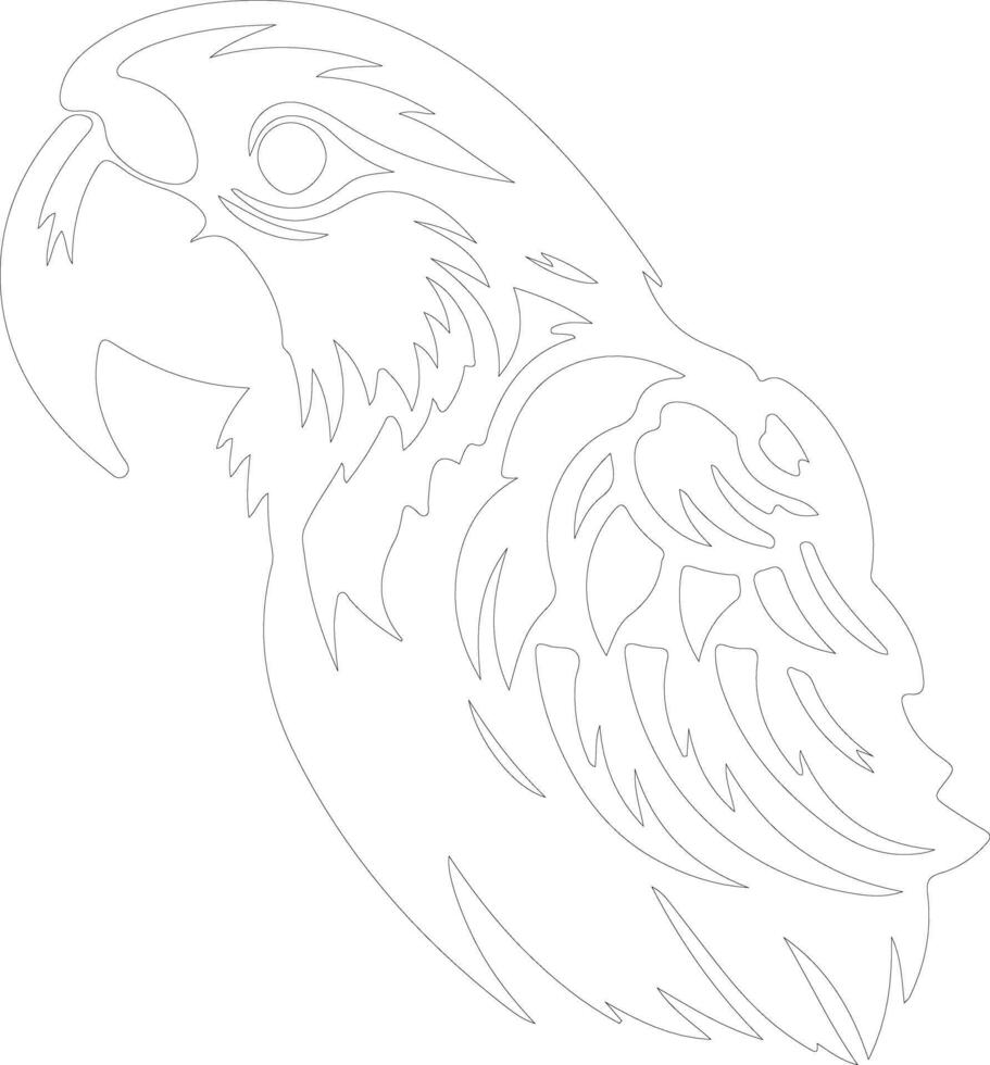 AI generated macaw  outline silhouette vector
