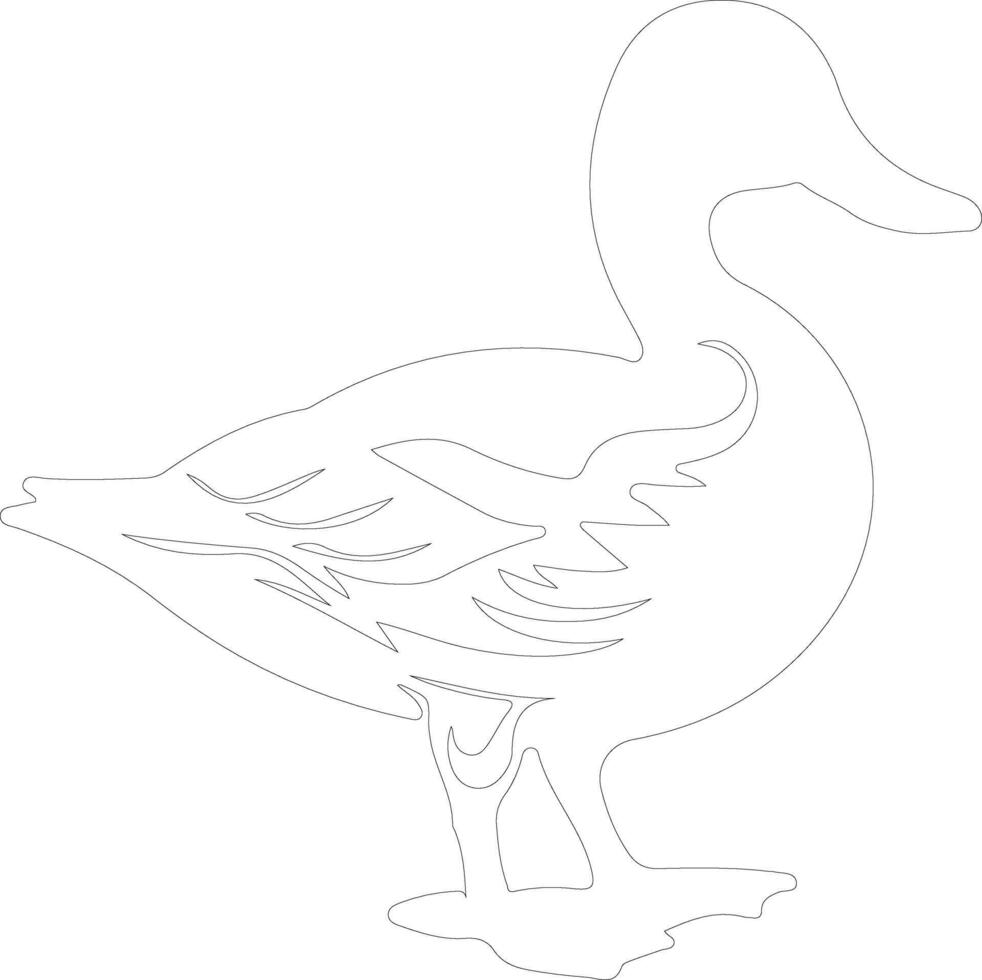 AI generated mallard duck  outline silhouette vector