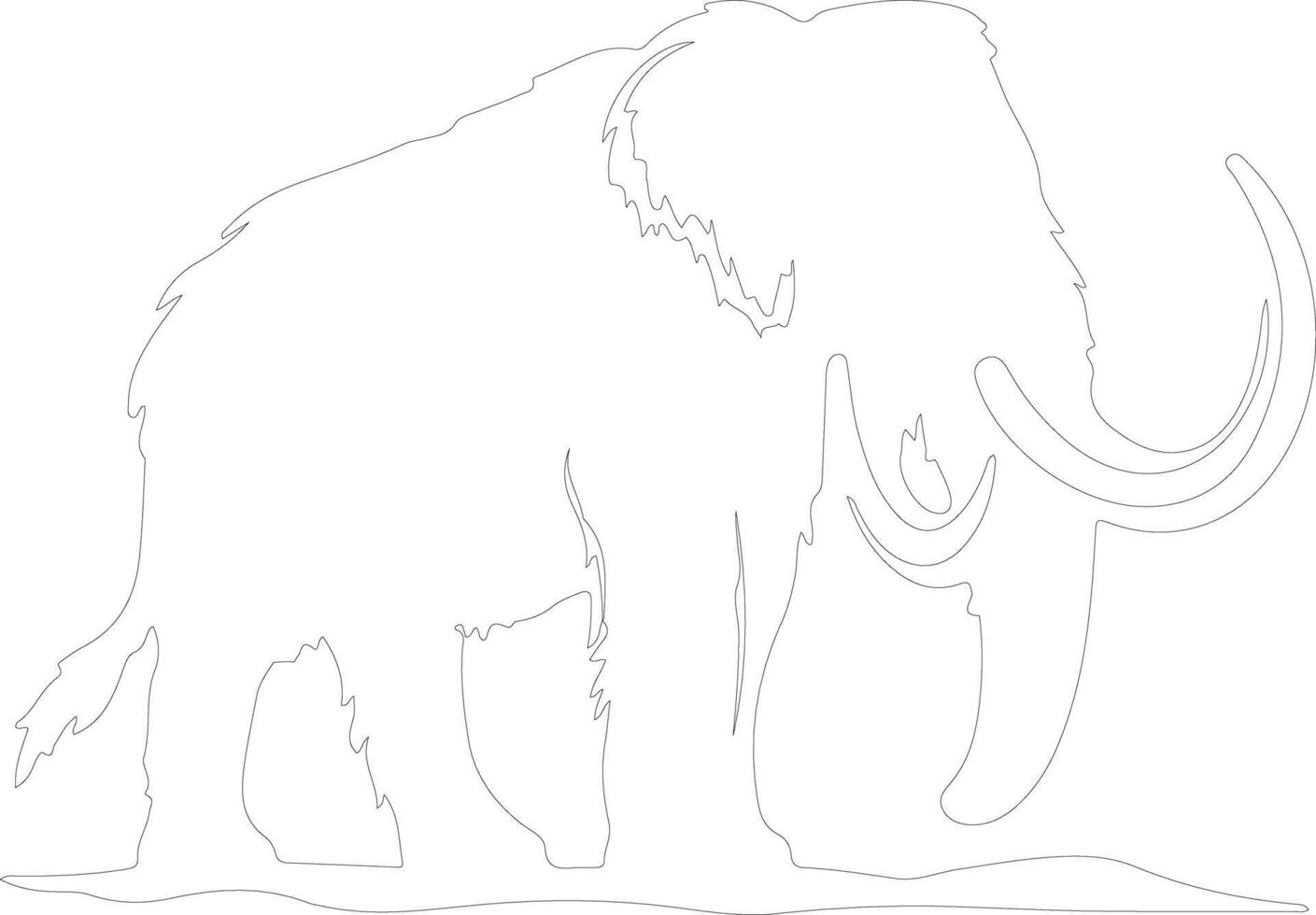 AI generated mammoth  outline silhouette vector