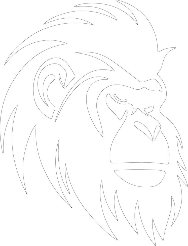 AI generated mandrill  outline silhouette vector