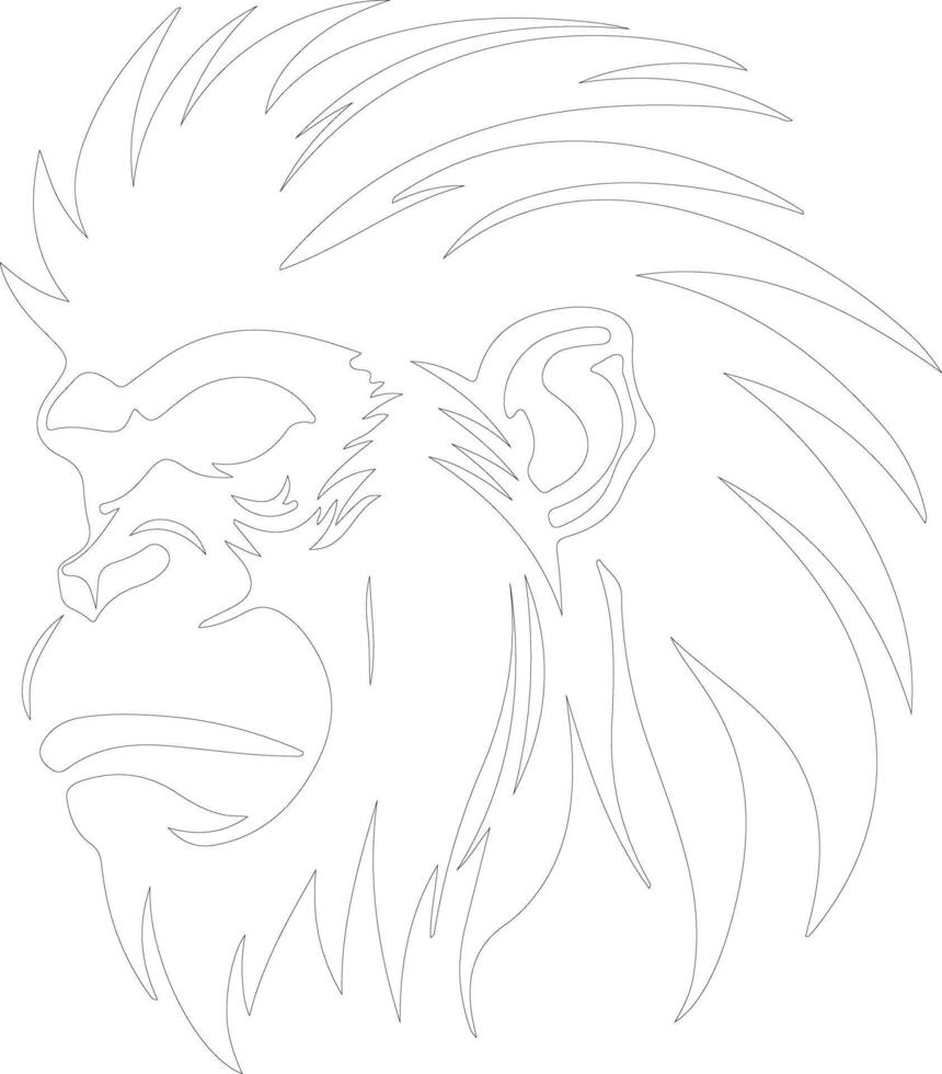 AI generated mandrill  outline silhouette vector