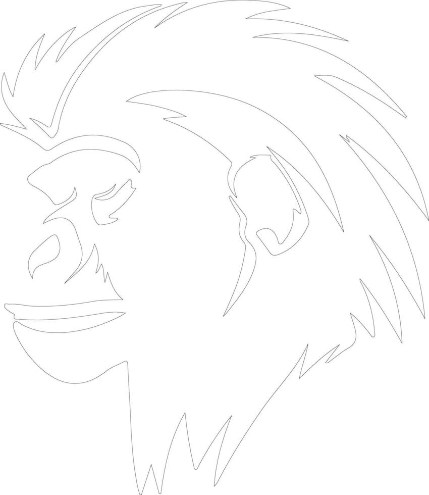 AI generated mandrill  outline silhouette vector