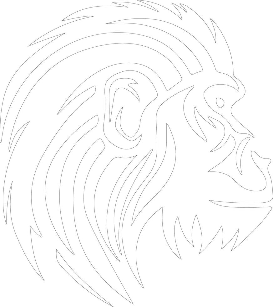 AI generated mandrill  outline silhouette vector