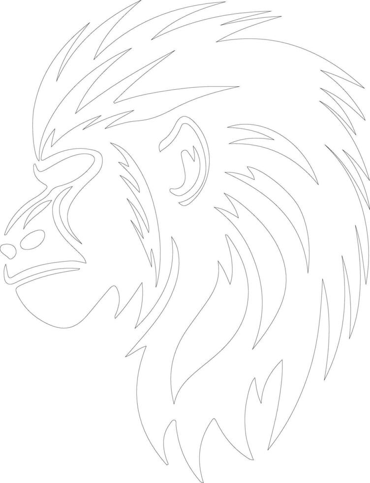 AI generated mandrill  outline silhouette vector