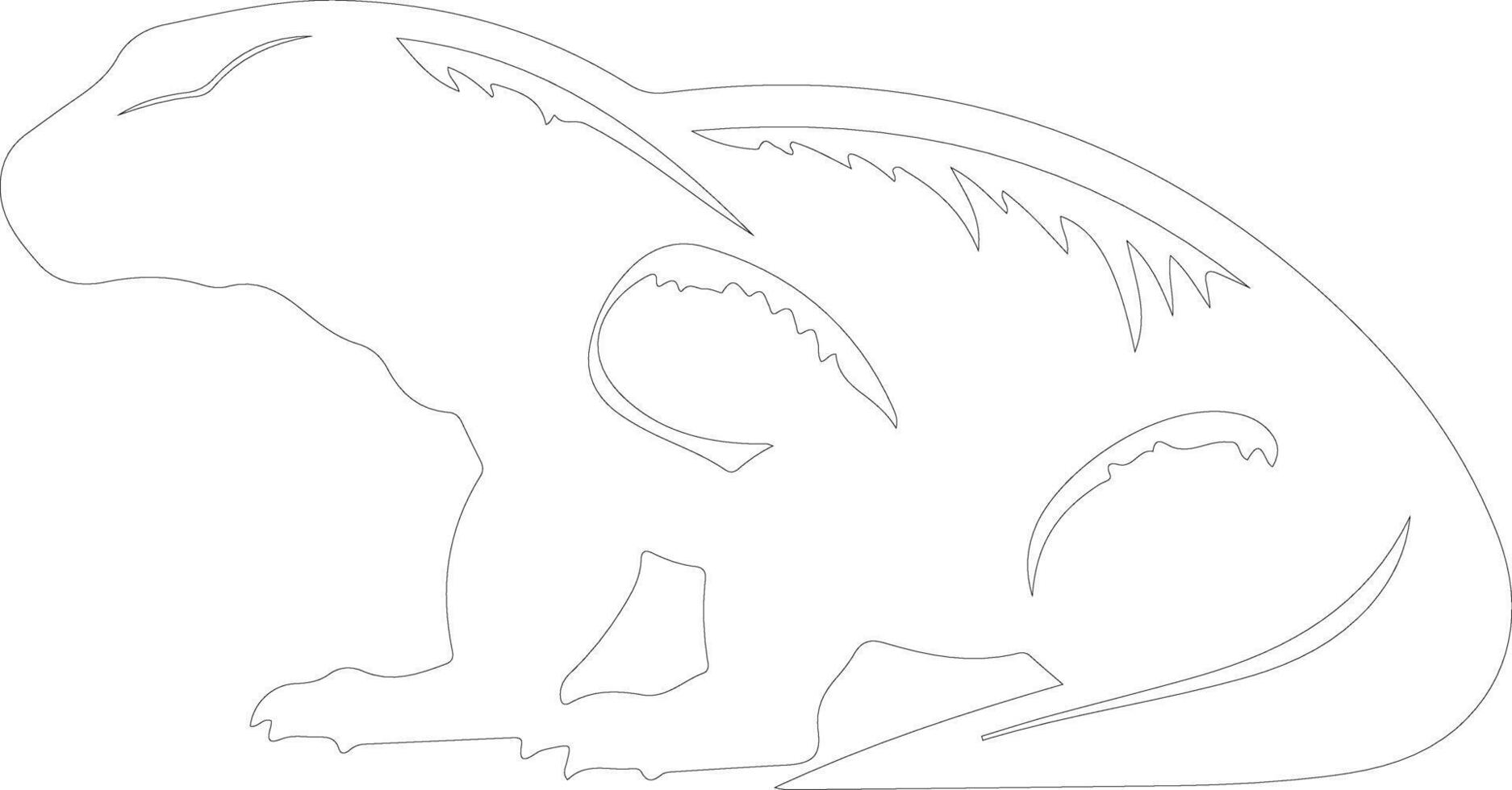 AI generated Komodo dragon  outline silhouette vector