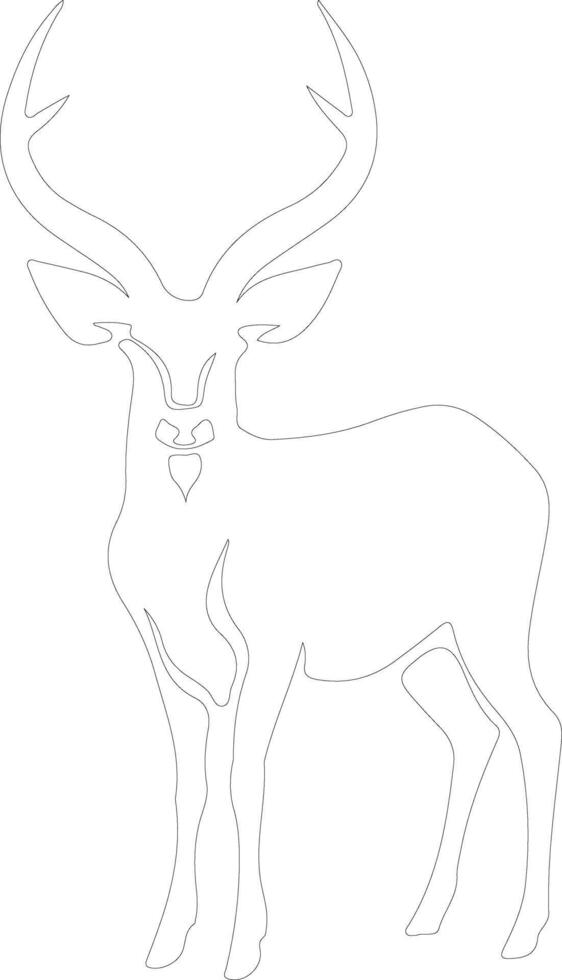 AI generated Kudu  outline silhouette vector