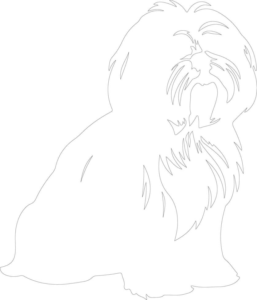 AI generated Lhasa apso  outline silhouette vector