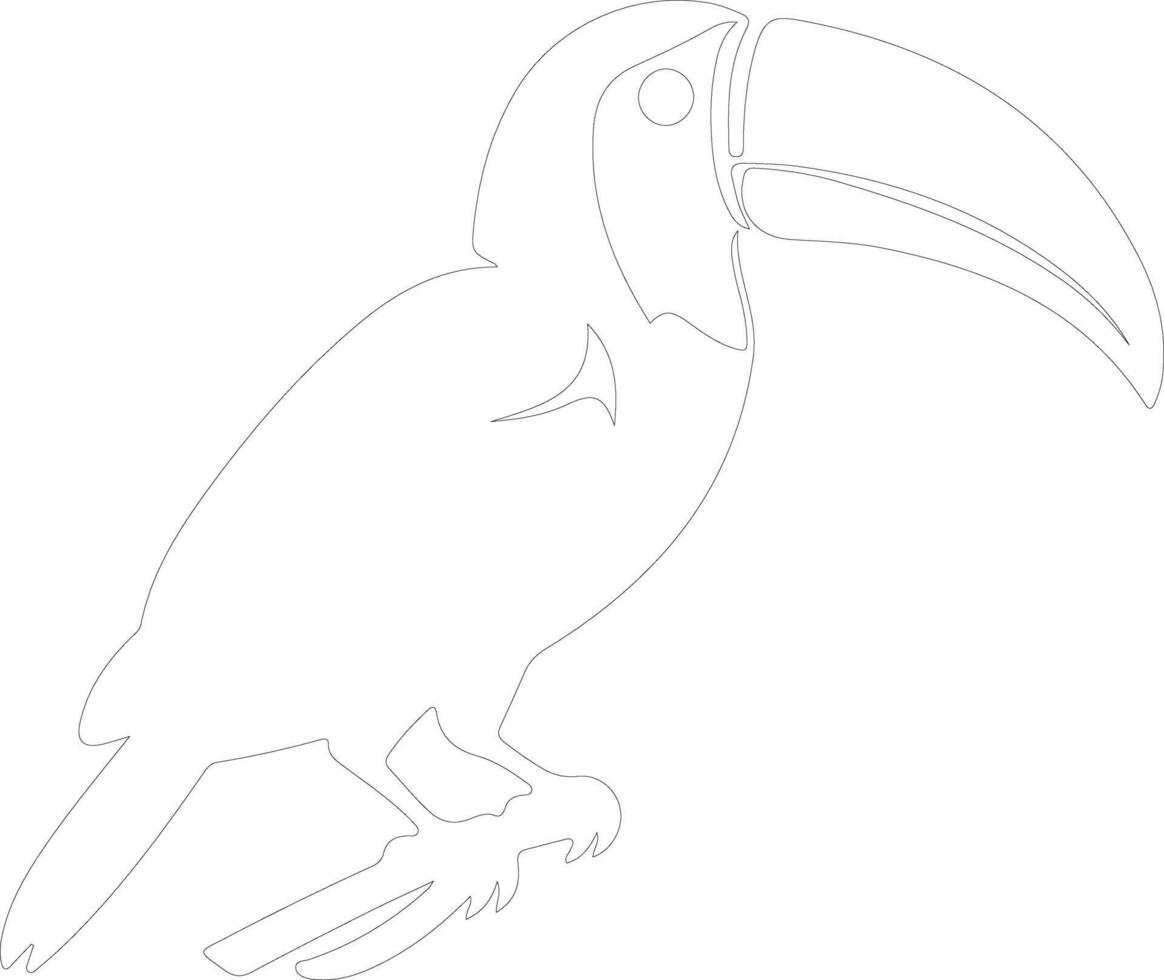 AI generated keel-billed toucan outline silhouette vector