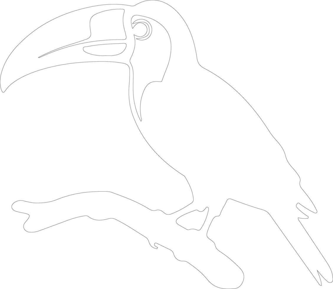 AI generated keel-billed toucan  outline silhouette vector