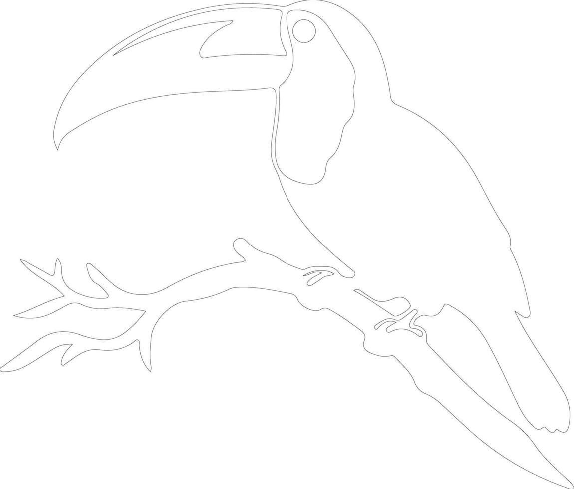 AI generated keel-billed toucan  outline silhouette vector