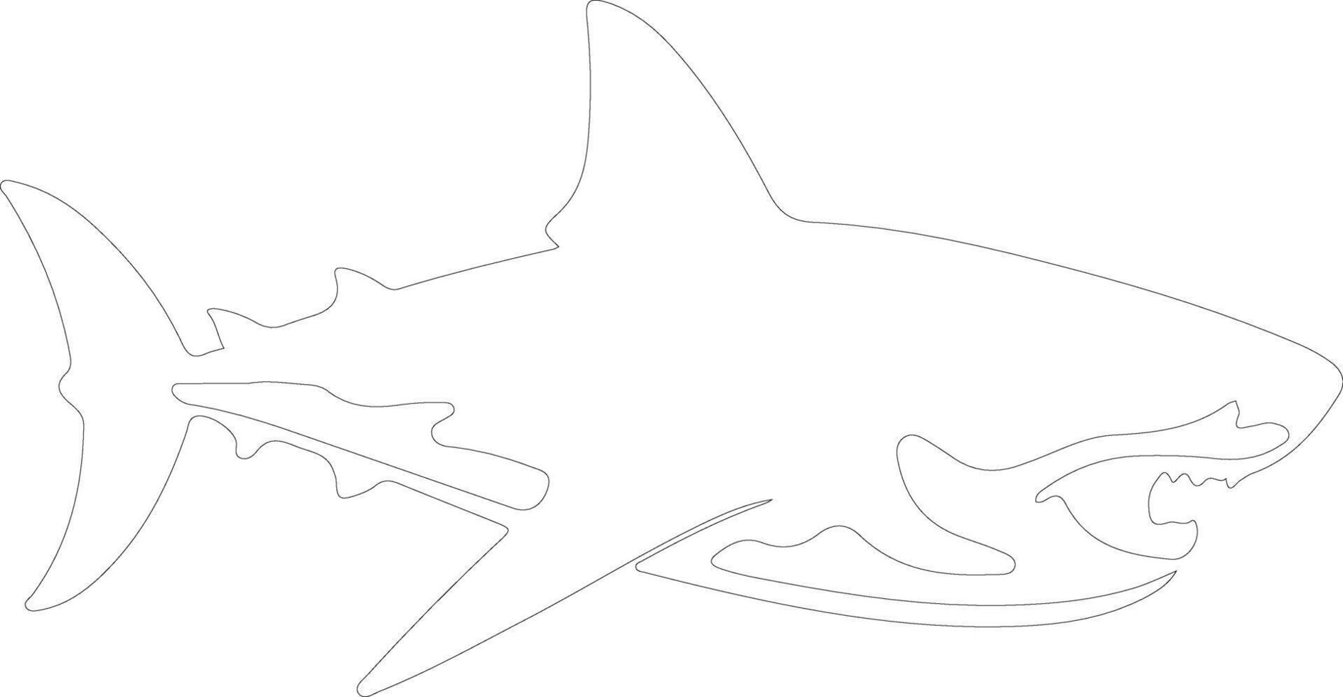 AI generated Megalodon  outline silhouette vector