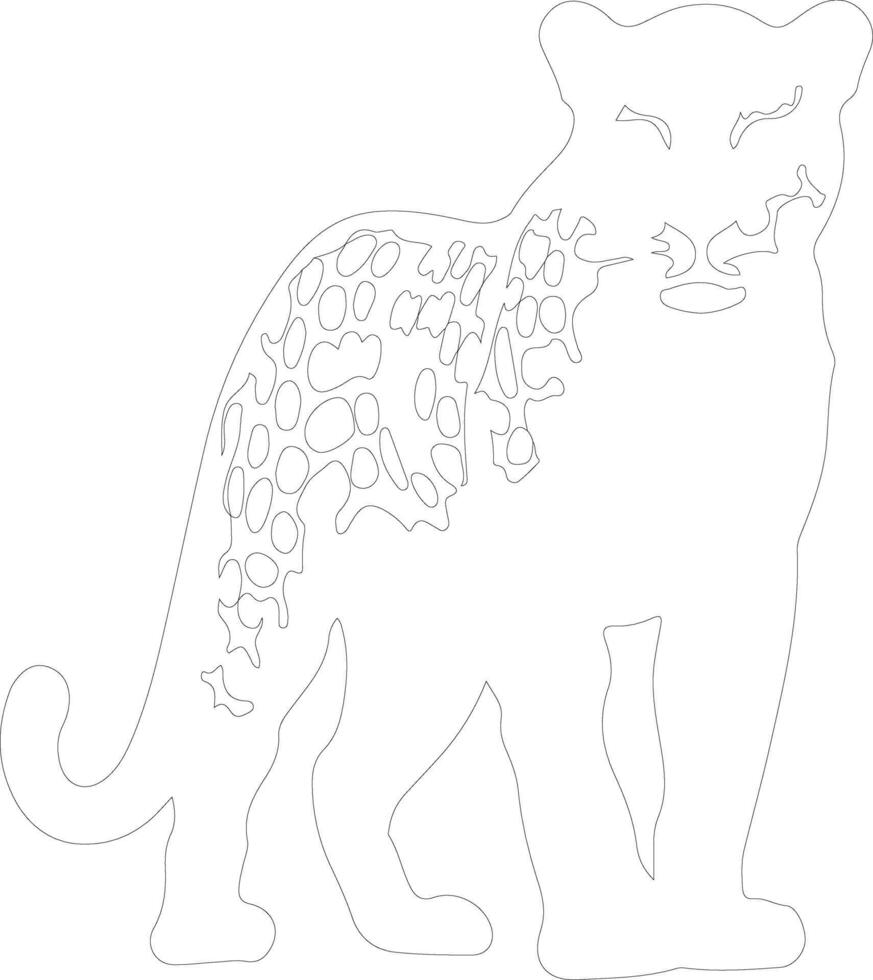 AI generated leopard  outline silhouette vector