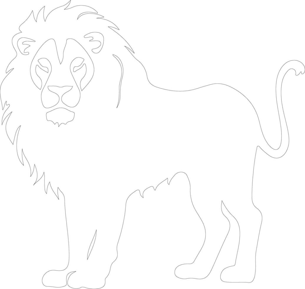 AI generated lion  outline silhouette vector