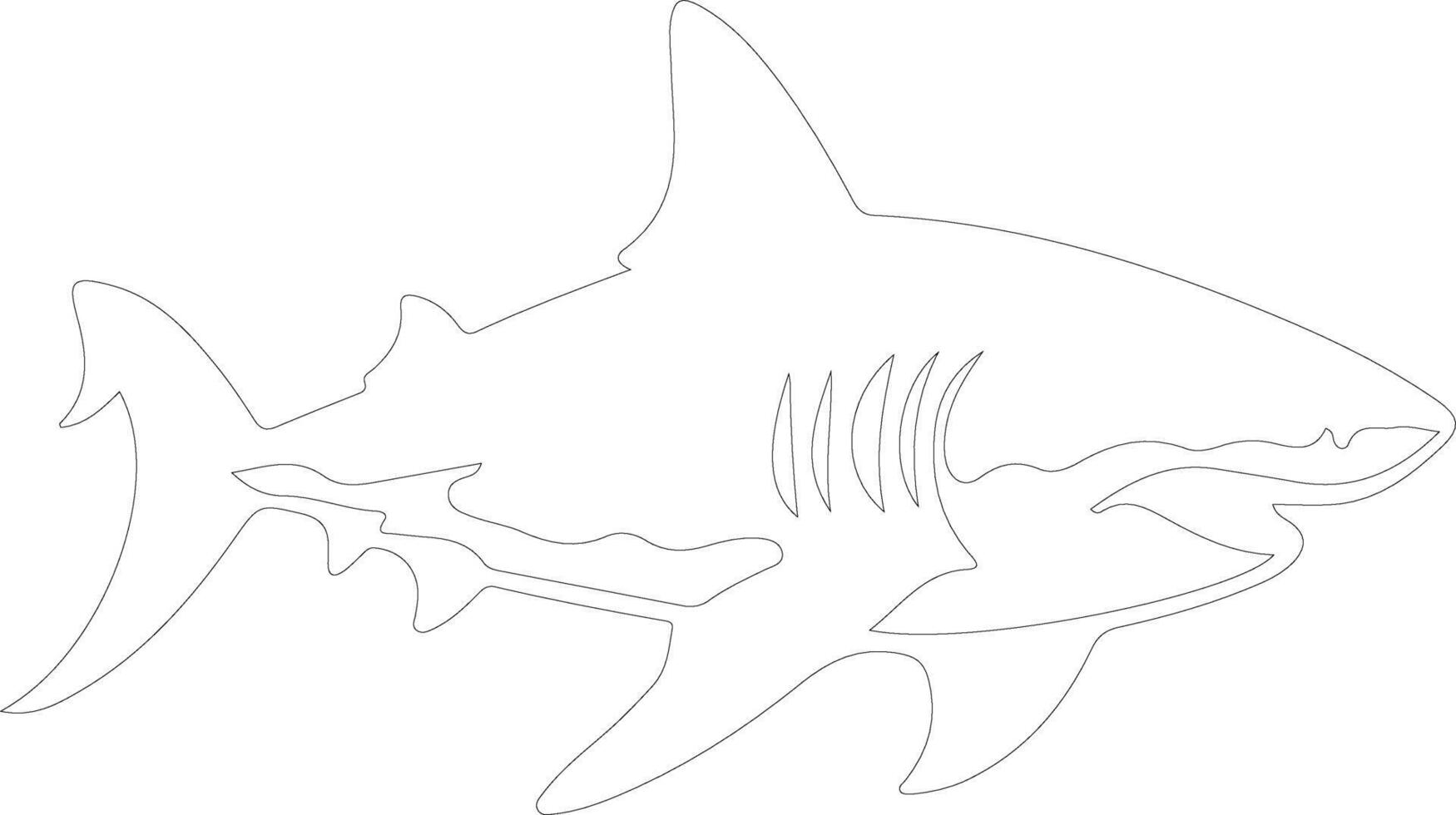 AI generated Megalodon  outline silhouette vector