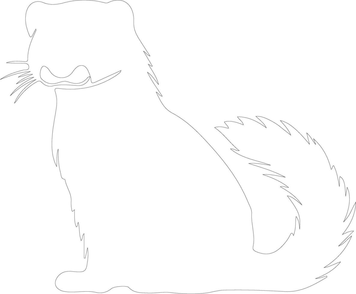 AI generated mink  outline silhouette vector