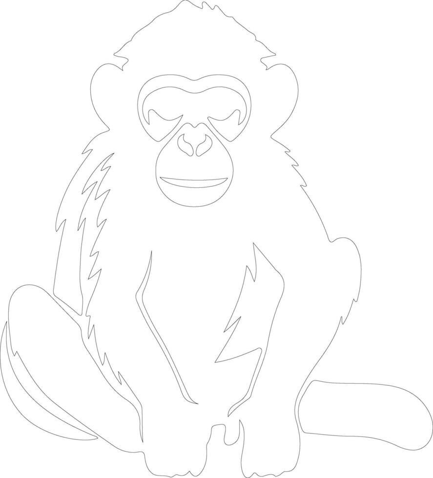 AI generated monkey  outline silhouette vector
