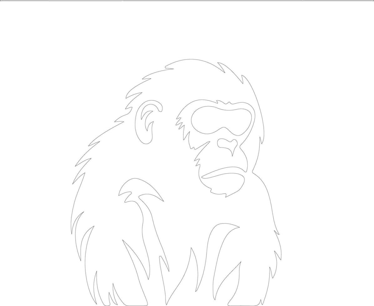 AI generated monkey  outline silhouette vector