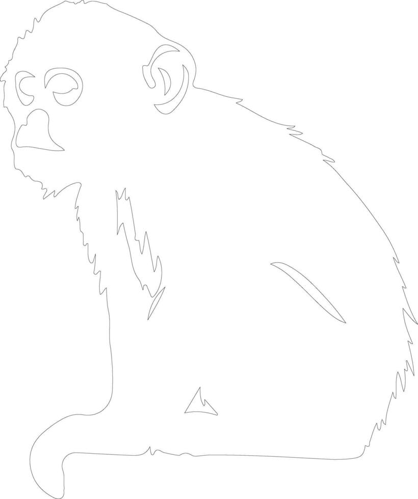 AI generated monkey  outline silhouette vector